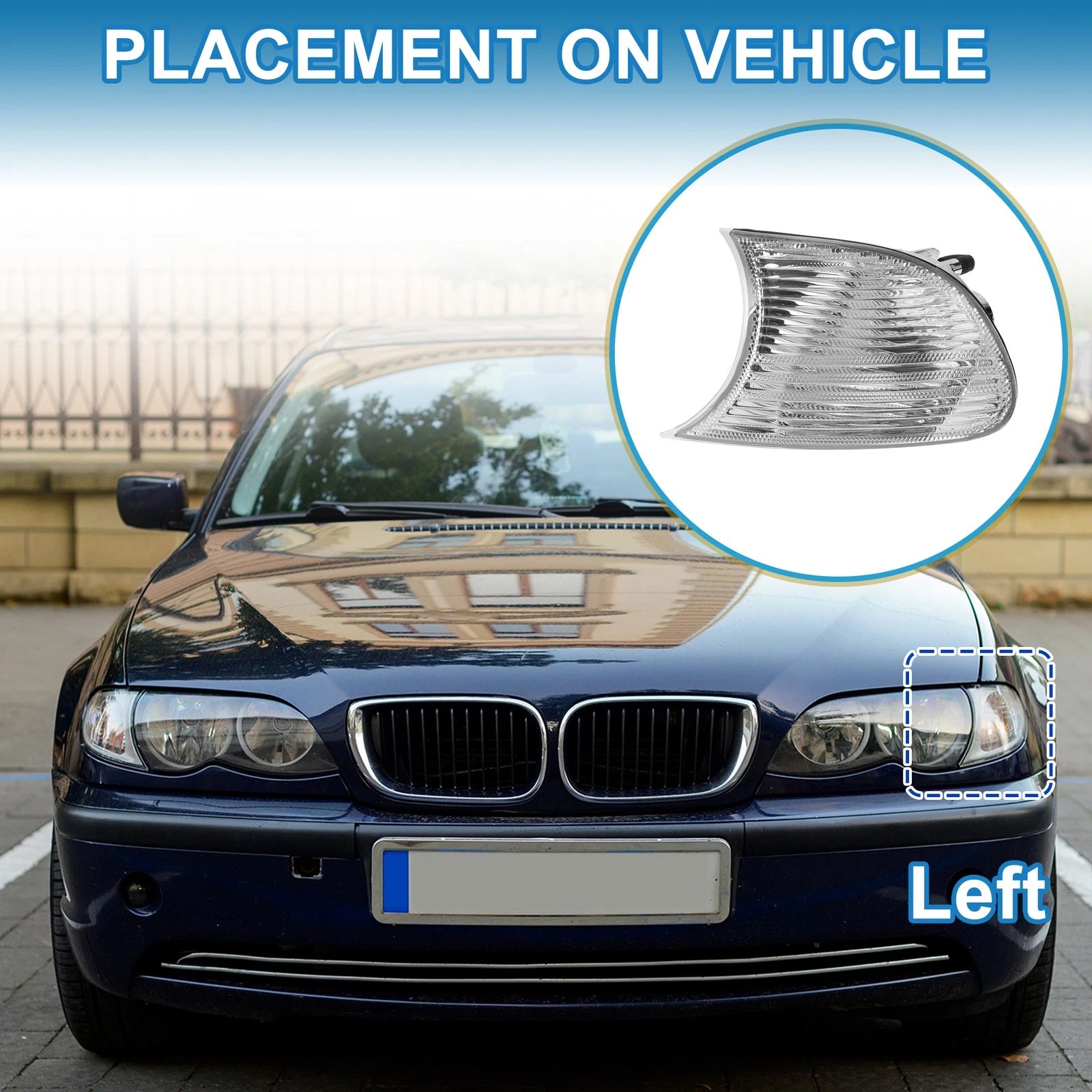 1Pc Left Corner Signal Light Cover for BMW 3 Series E36 (2000–2001) No. 63126904307