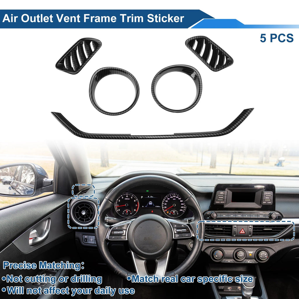 Set of 5 Air Condition Outlet Vent Trim Covers for Kia Forte K3 (2019–2024) Black
