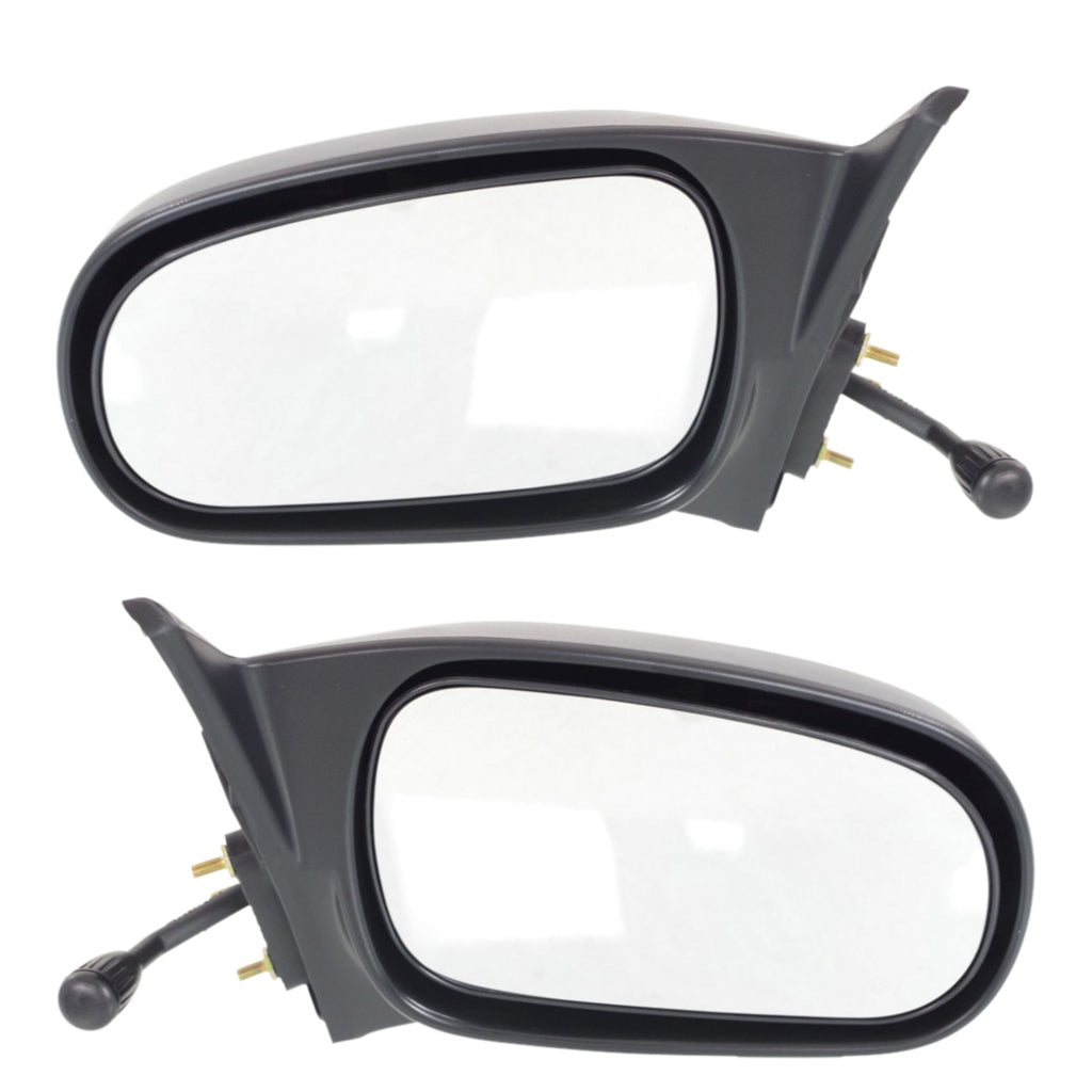 Set of 2 Manual Remote Mirrors for Honda Civic Sedan (1996–2000) Textured Black