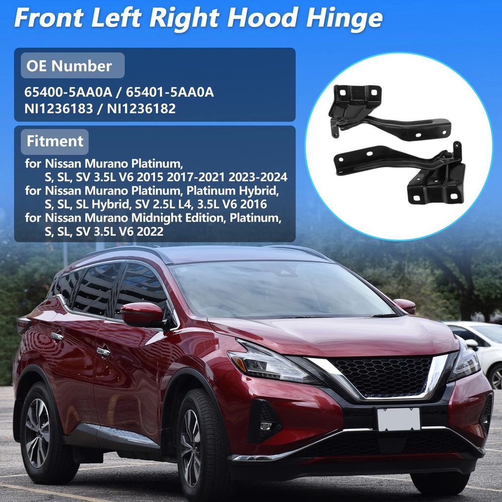 Front Hood Hinge for Nissan Murano (2015–2022) No. 65400-5AA0A, 65401-5AA0A