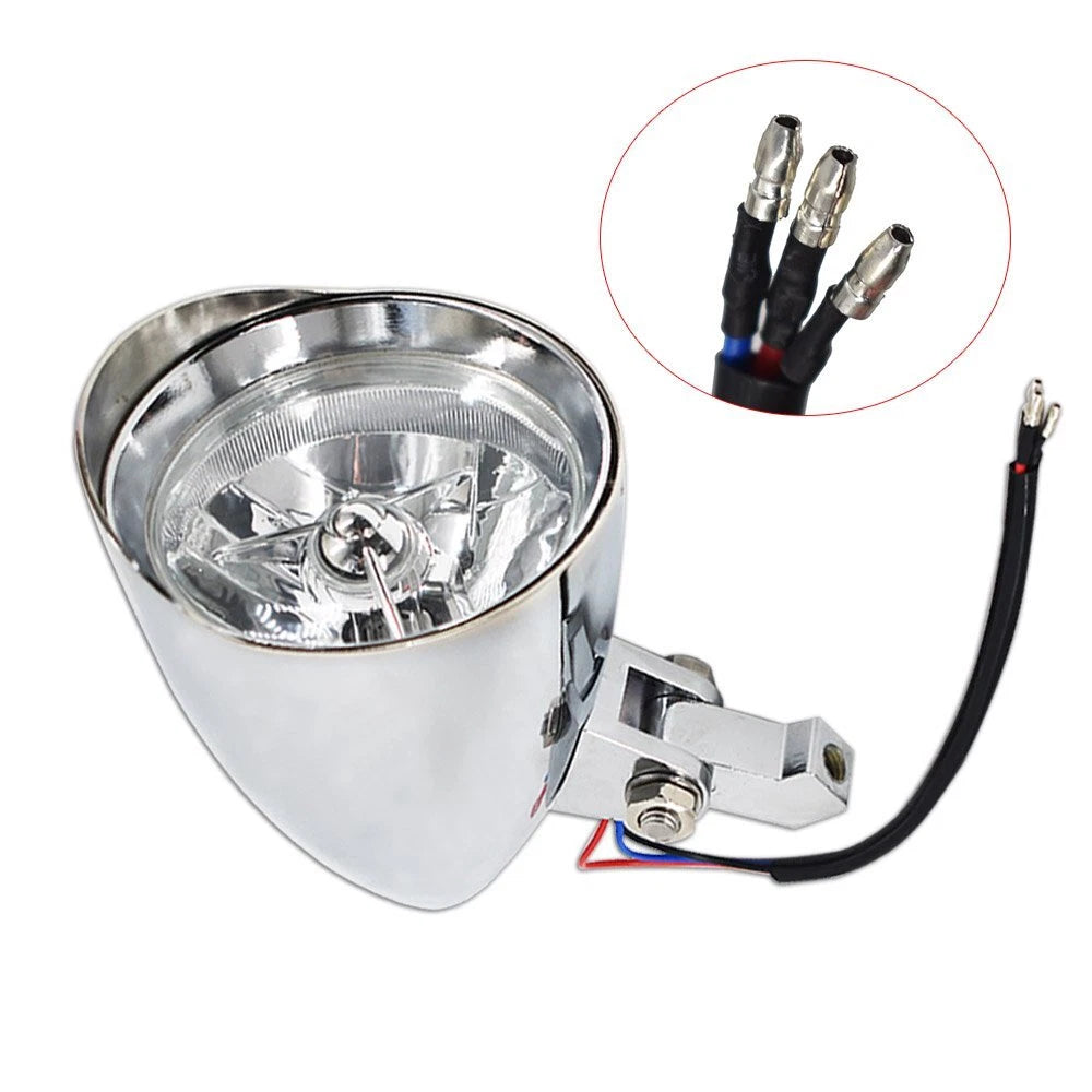Chrome Visor Headlight Lamp for Bobber Chopper Dyna (12V)