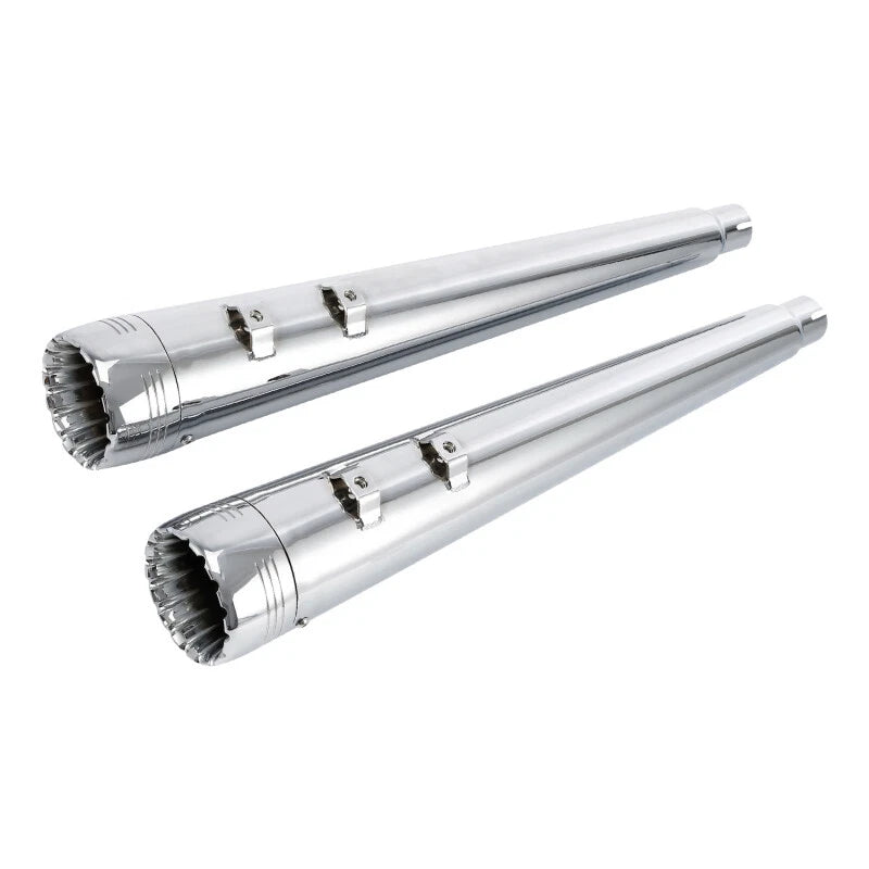 Chrome 4" Slip-On Megaphone Mufflers Exhaust Pipes for Harley Touring (1995–2016)