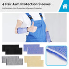 Cut Resistant Sleeves for Arm Protection - 4 Pair, 4 Colors