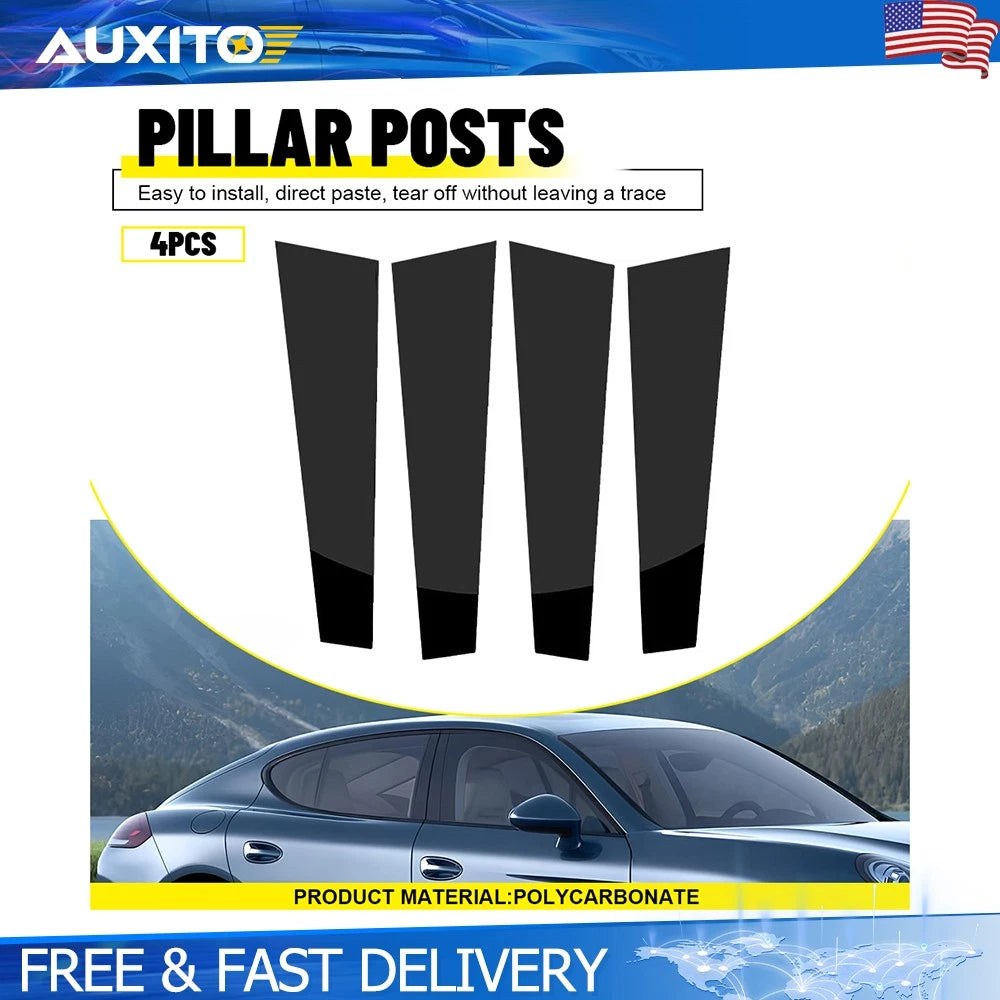 Set of 4 Glossy Black Pillar Posts for Porsche Panamera (2009–2016)