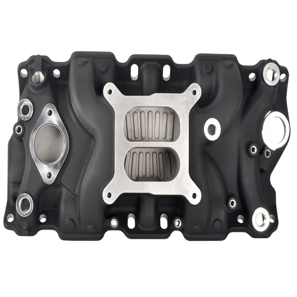 Aluminum Dual Plane Intake Manifold for Chevy 350 (1955–1995) Black