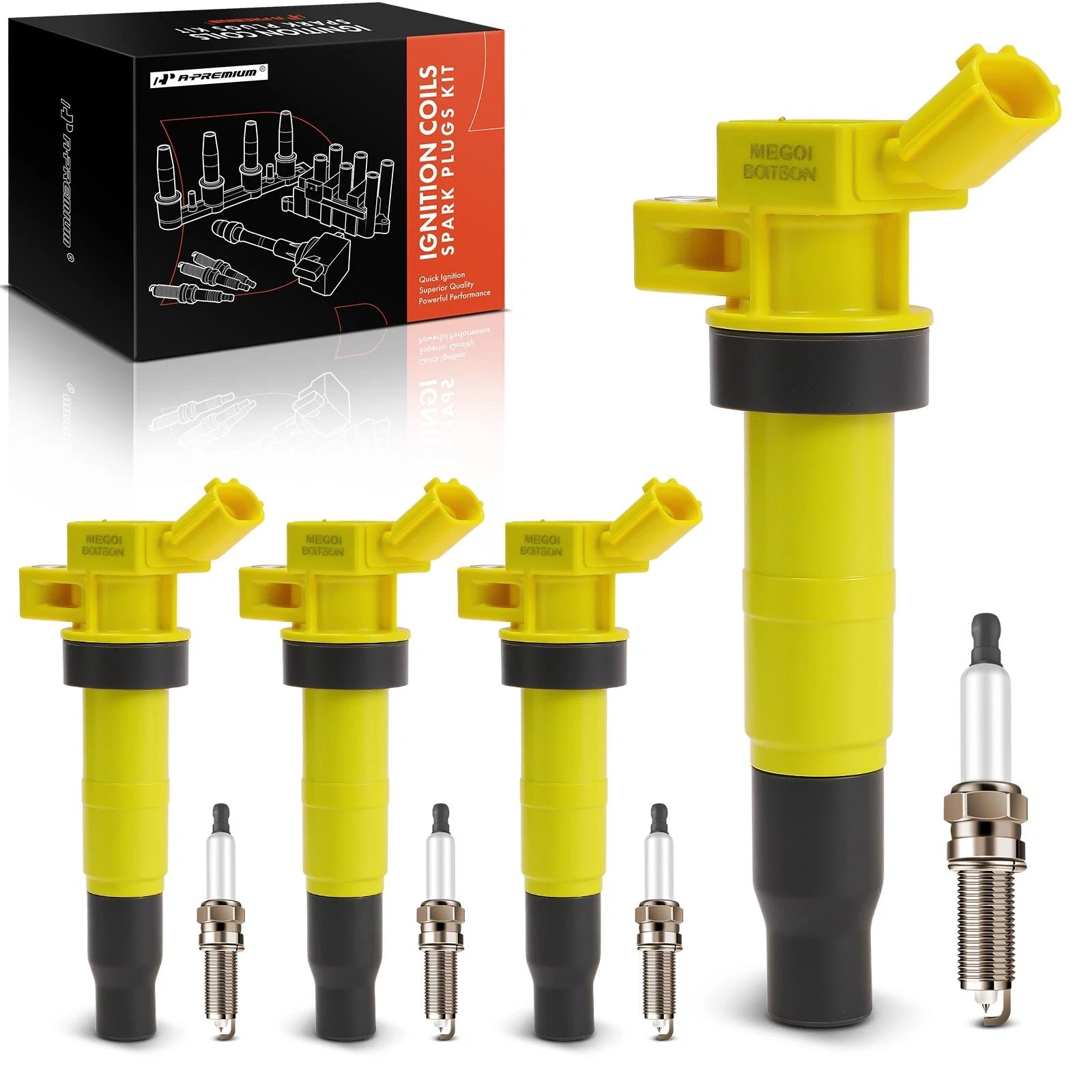 Set of 4 Ignition Coils & Iridium Spark Plugs for Hyundai Sonata (2011–2014)