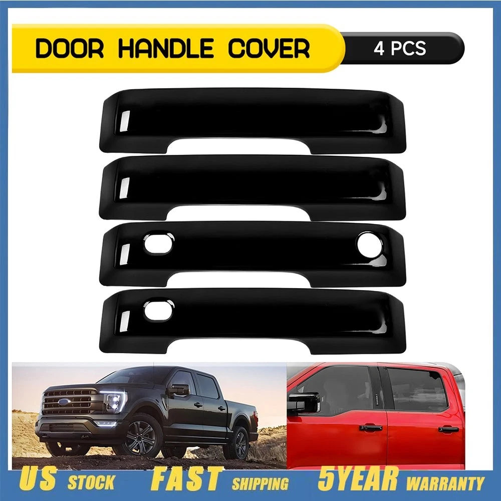 Set of 4 Gloss Black Door Handle Covers for Ford F-150 (2021–2024)