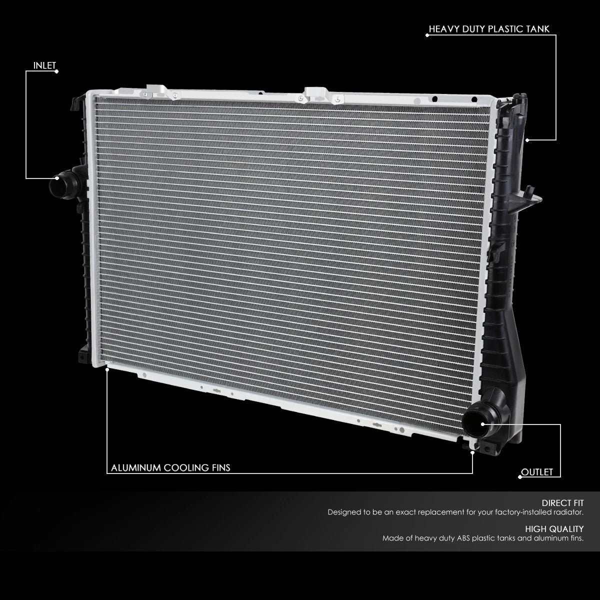 Aluminum Radiator for BMW E39 525i 528i 530i 545i (1999–2006) DPI 2284