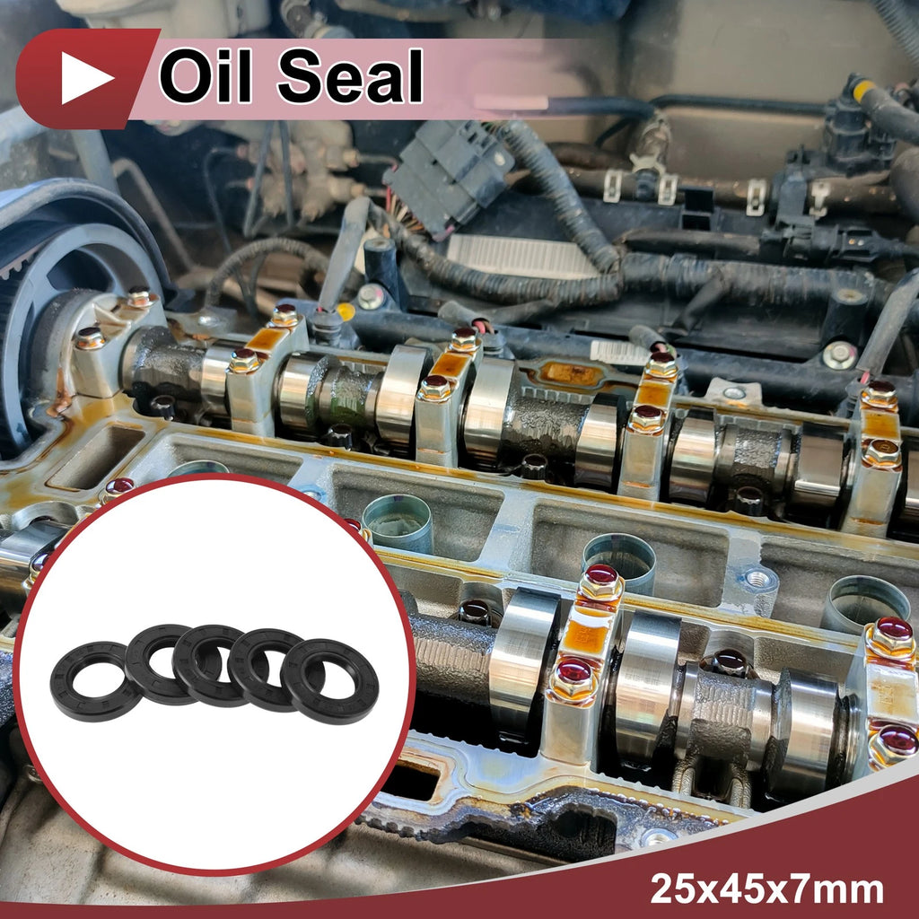 Set of 5 Rotary Shaft Oil Seals 25x45x7mm Nitrile Rubber 70 Durometer