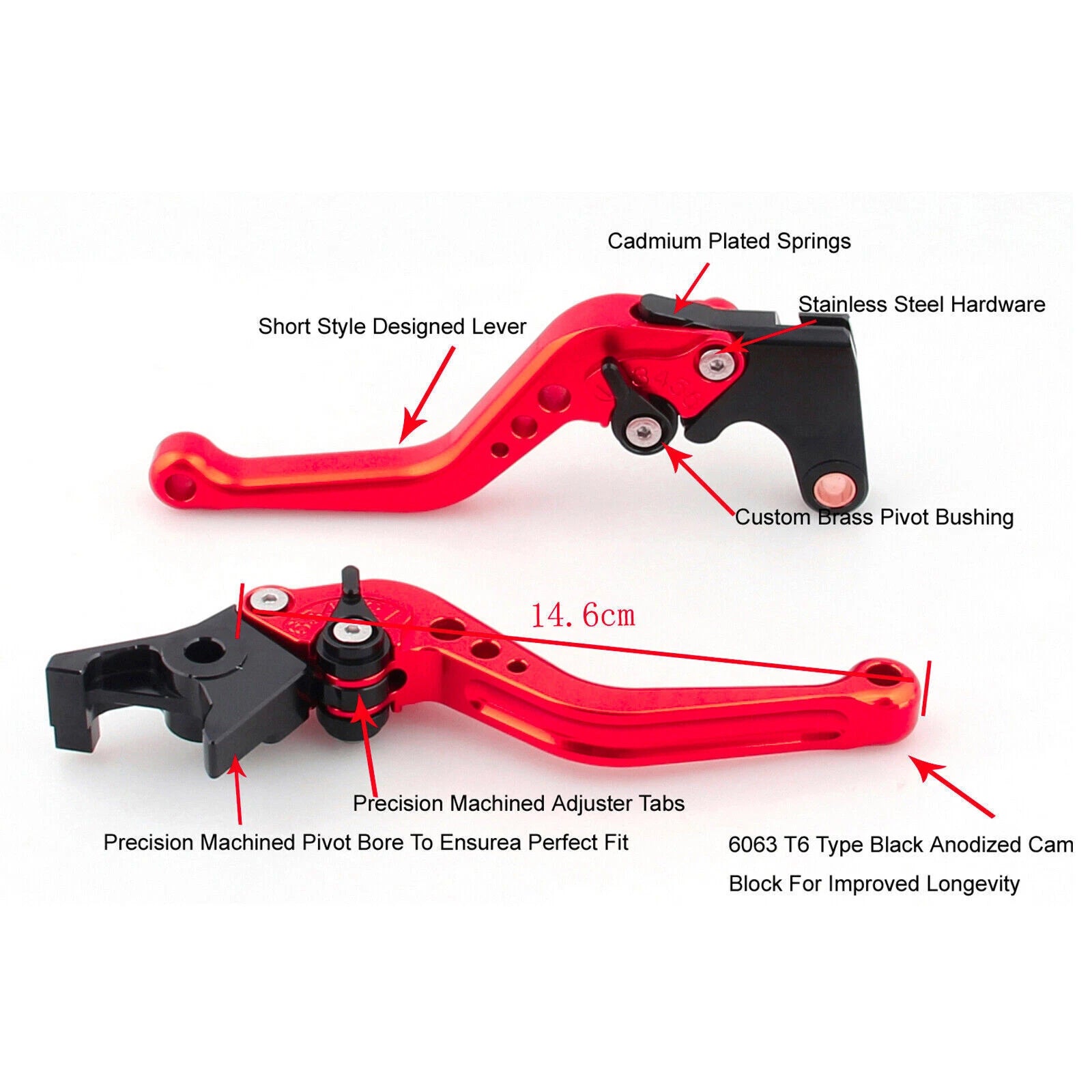 Short Clutch Brake Lever for Yamaha MT125 (2014–2019) Red T9