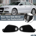 Pair Rearview Mirror Cover Cap Gloss Black for Audi A6 S6 RS6 C7 (2011–2018)
