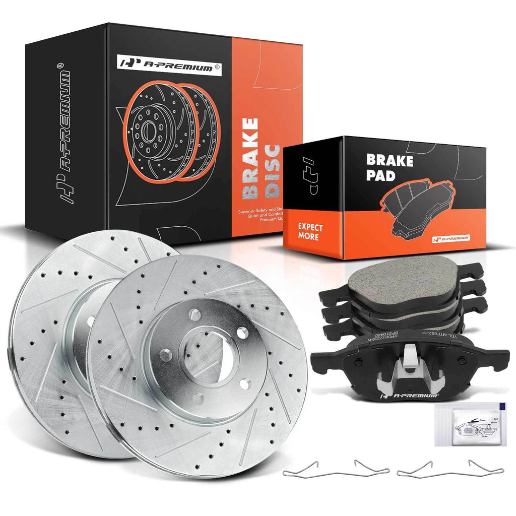 Drilled and Slotted Brake Rotors & Pads for Ford Focus, Volvo C30