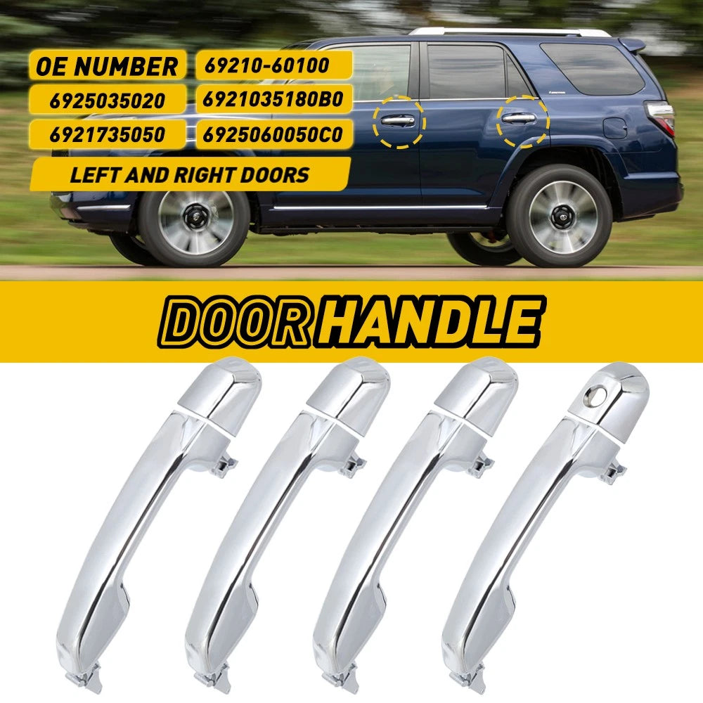 Set of 4 Gloss Chrome Door Handle Covers for Lexus GX460 (2010–2018) & 4Runner (2010–2020)