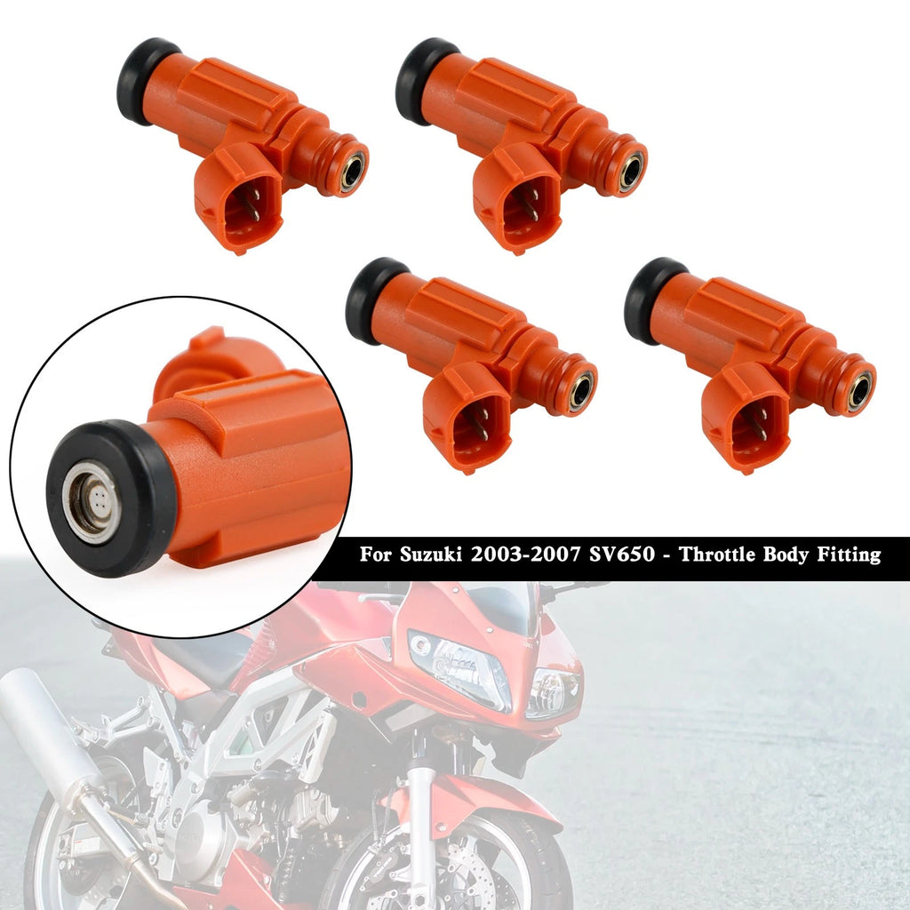 Set of 4 Fuel Injectors 15710-17G00 for Suzuki GSX-R600/750, Vstrom 650, SV650 (2003–2007)