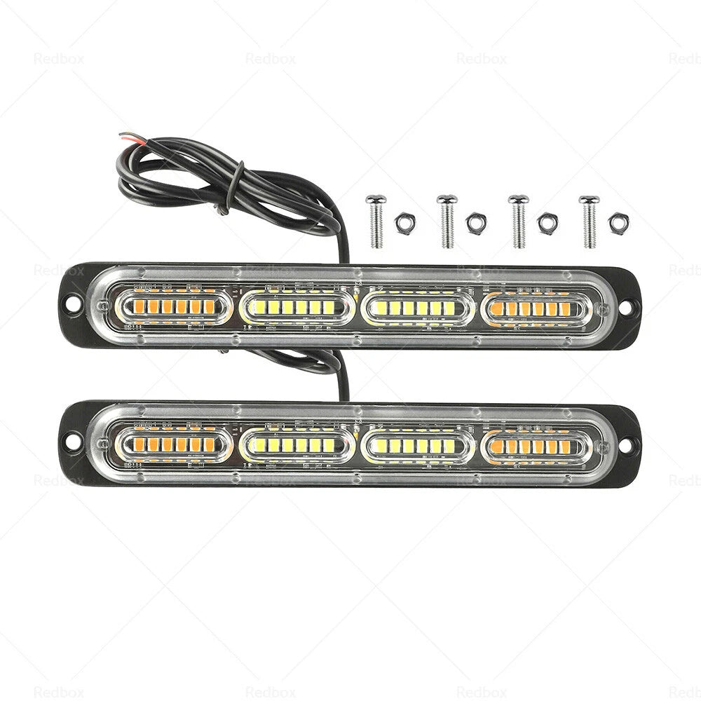 2X 48 LED Amber Strobe Lightbar for Truck (12V–24V)
