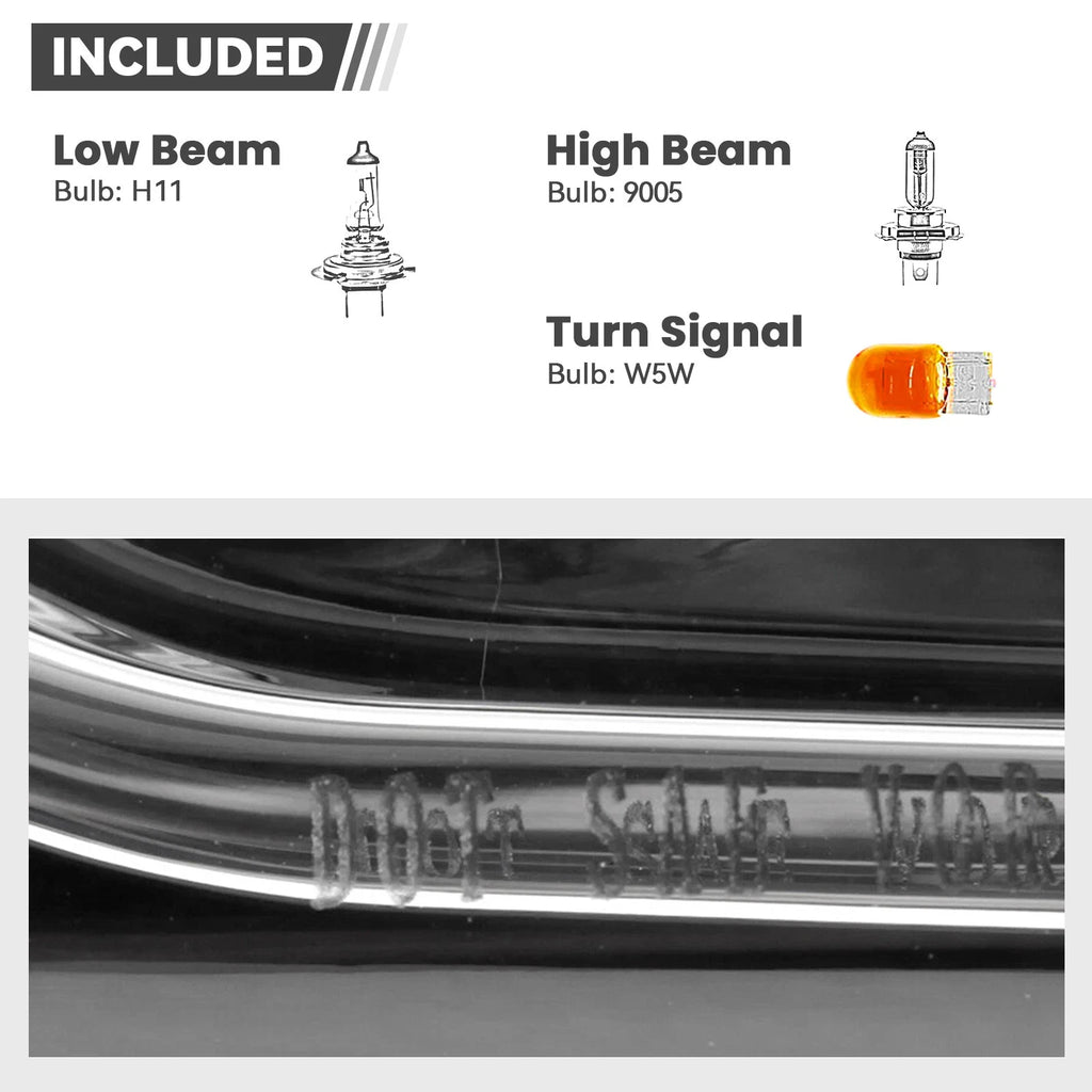 Halogen Headlight Set for Jeep Compass (2017–2021) w/ Bulbs Left+Right