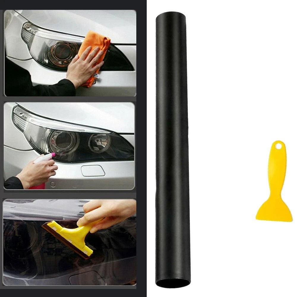12" x 72" Gloss Black Tint Film for Headlight Taillight Fog Light