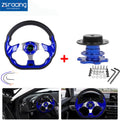 13" Blue Steering Wheel with Quick Release for Universal Fit