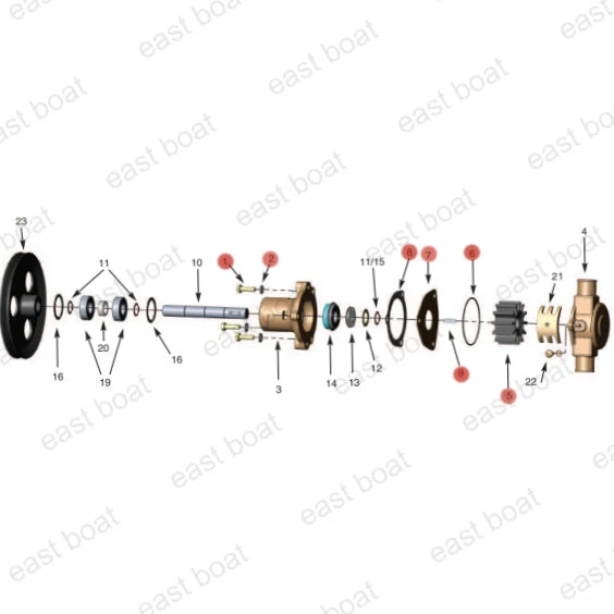 Water Pump Repair Kit for Chris Craft 350 & Commander 302 351 (16.80-90166)