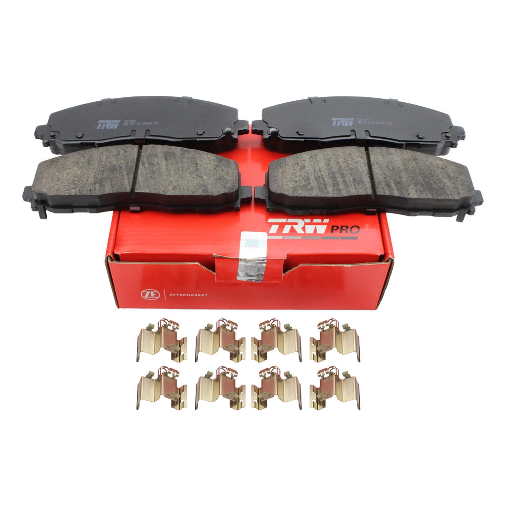 Set of 4 TRW Pro Front Ceramic Brake Pads & Clips for Chrysler Dodge Ram Jeep