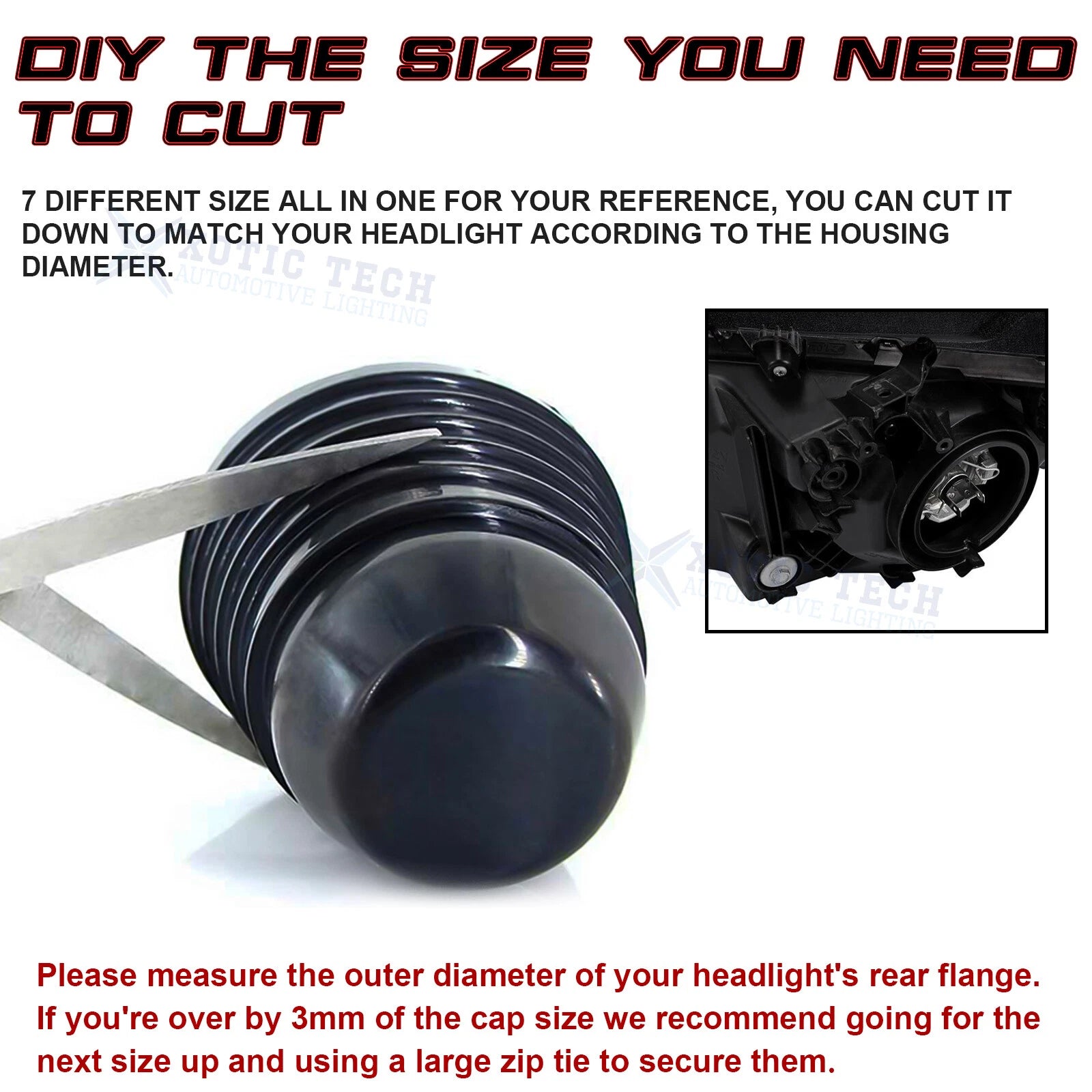 Flexible Rubber LED Headlight Dustproof Housing Cover Seal for 70-100mm (2025-2025)