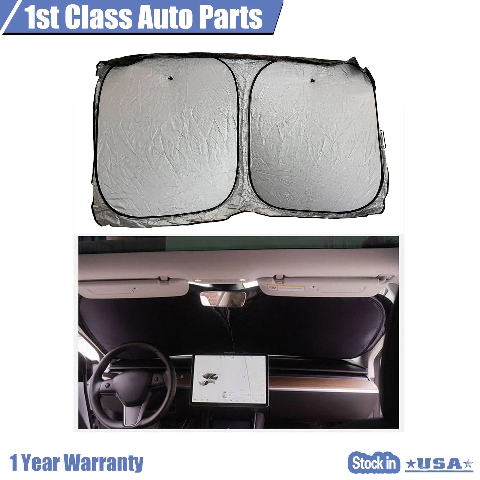 Foldable Windshield Sun Shade for Universal Fit (57" x 35")