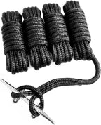Set of 4 Dock Lines for Boat 1/2 in 25 FT Double Braid Nylon Black