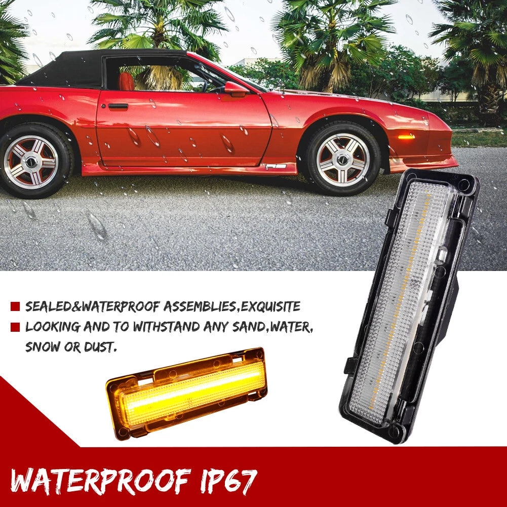 Clear Lens Front Side Marker Lights for Chevy Camaro, Pontiac Firebird (1982–1992)