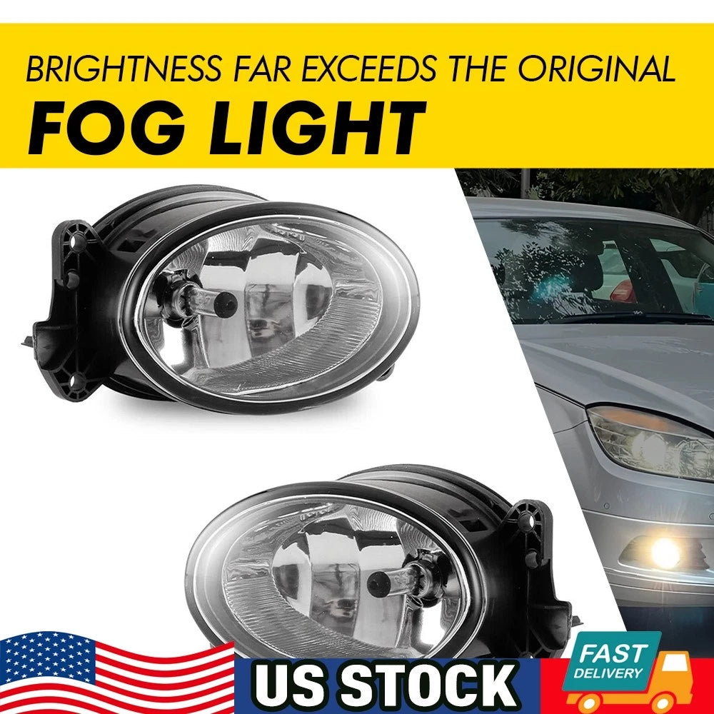 Clear Lens Bumper Fog Lights Pair for Mercedes Benz C230 C250