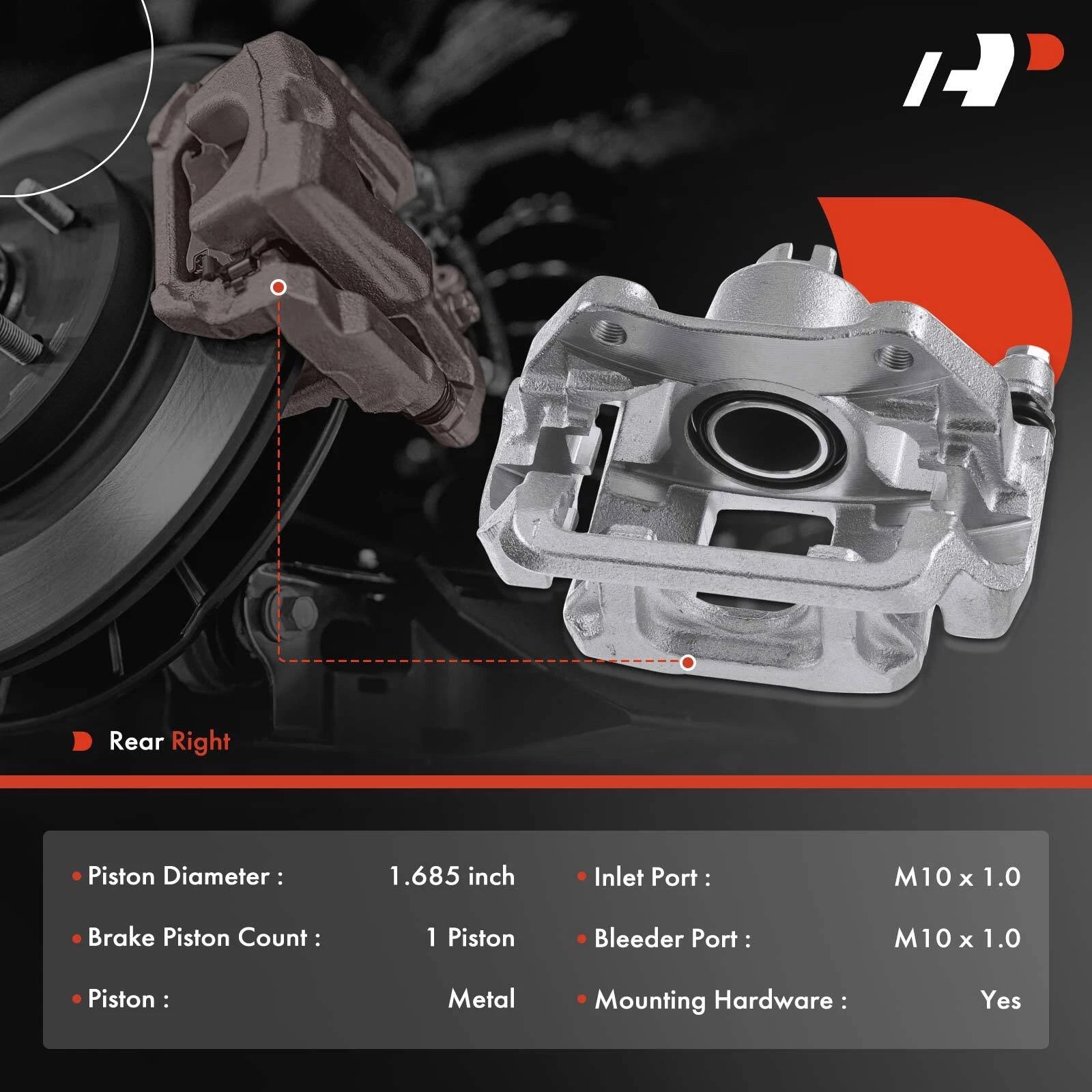 Rear Right Disc Brake Caliper with Bracket for Honda Odyssey (2011-2017)