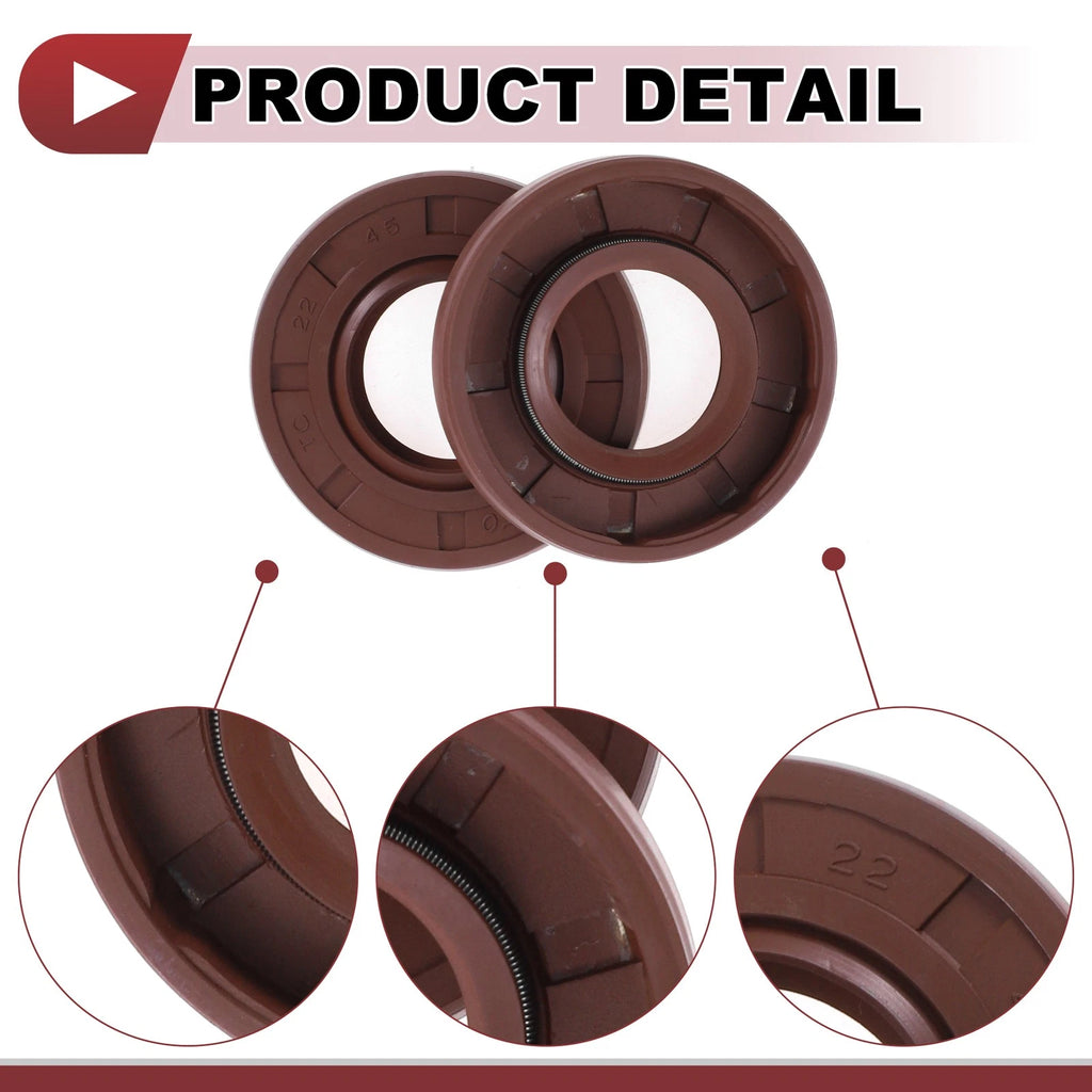 2X Oil Seal Rotary Shaft Seal for Various Models (22x45x8mm) FKM Rubber