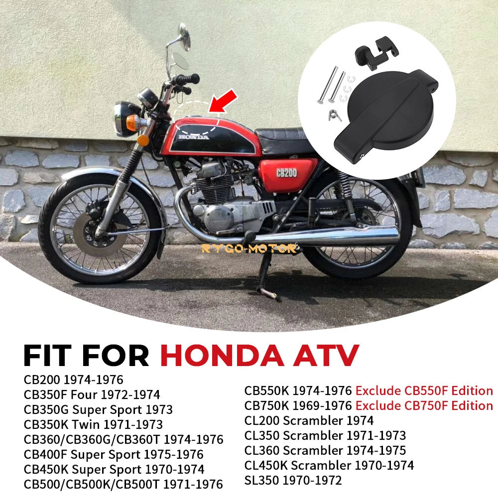 Matte Black Fuel Cap with Latch for Honda CB, CL, SL (1969–1976) 17620-HR3-A20