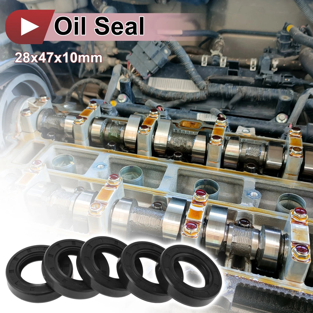 Set of 5 Rotary Shaft Oil Seals 28x47x10mm Nitrile Rubber 70 Durometer