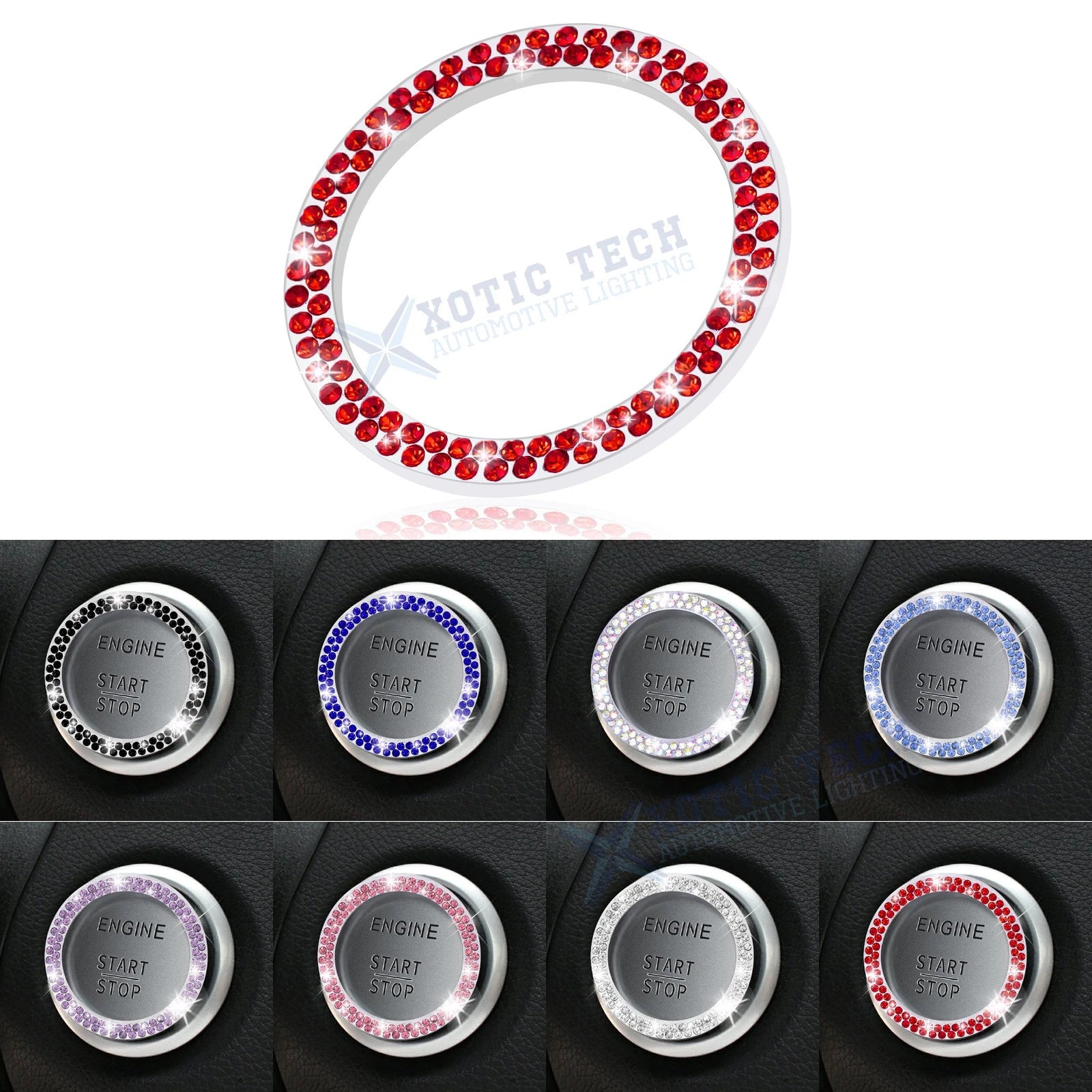 Bling Diamond Car Engine Start Stop Button Surround for Toyota (2018–2024)