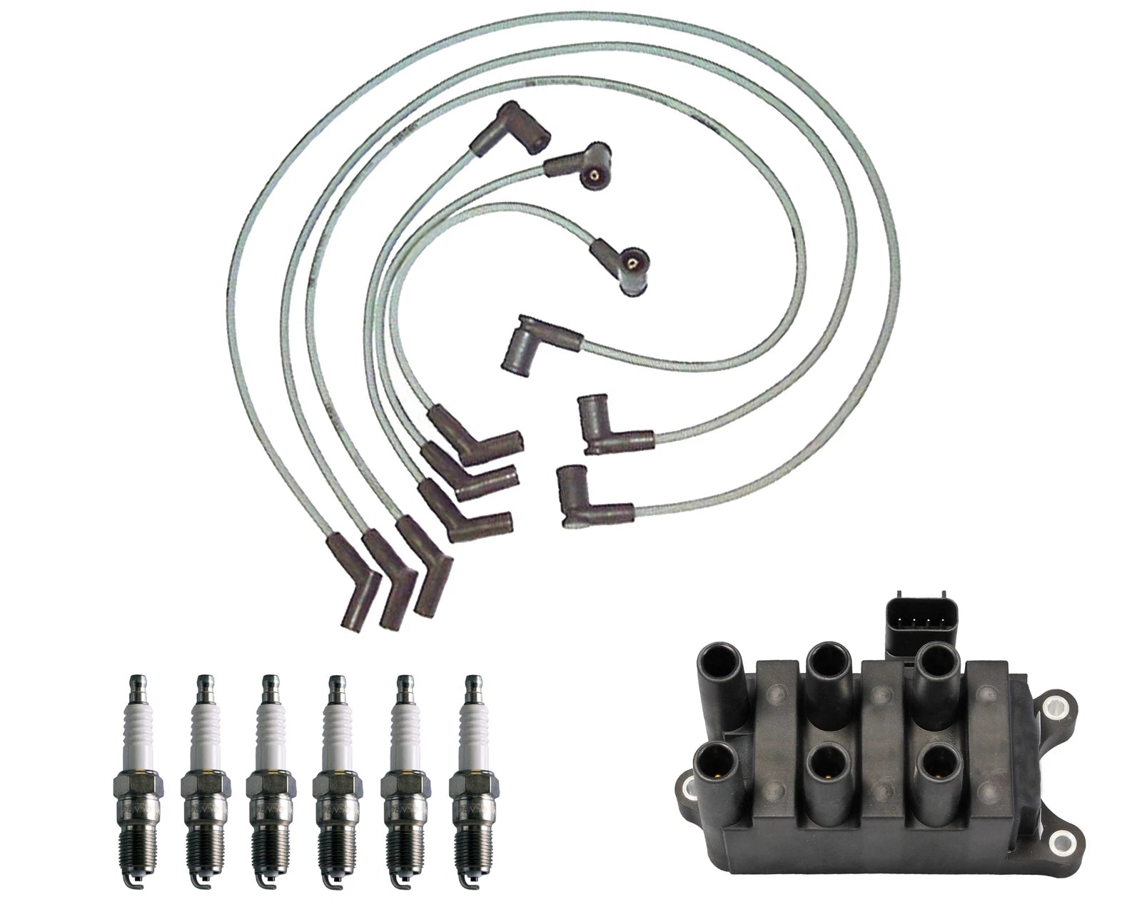 Set of 6 Denso Ignition Coil Wire Spark Plugs for Ford 3.8L V6