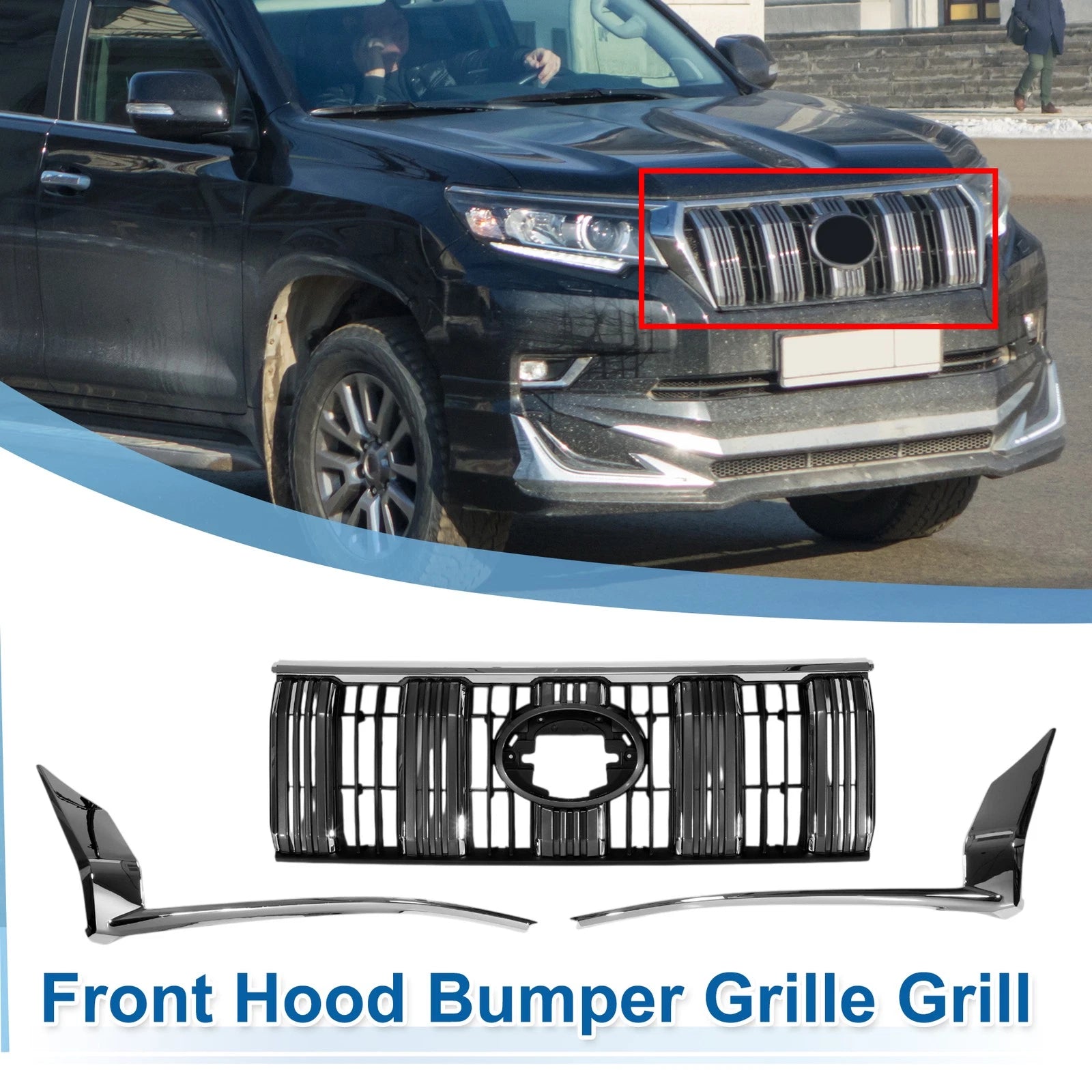 Front Upper Bumper Grille for Toyota Land Cruiser Prado 150 (2017–2020)