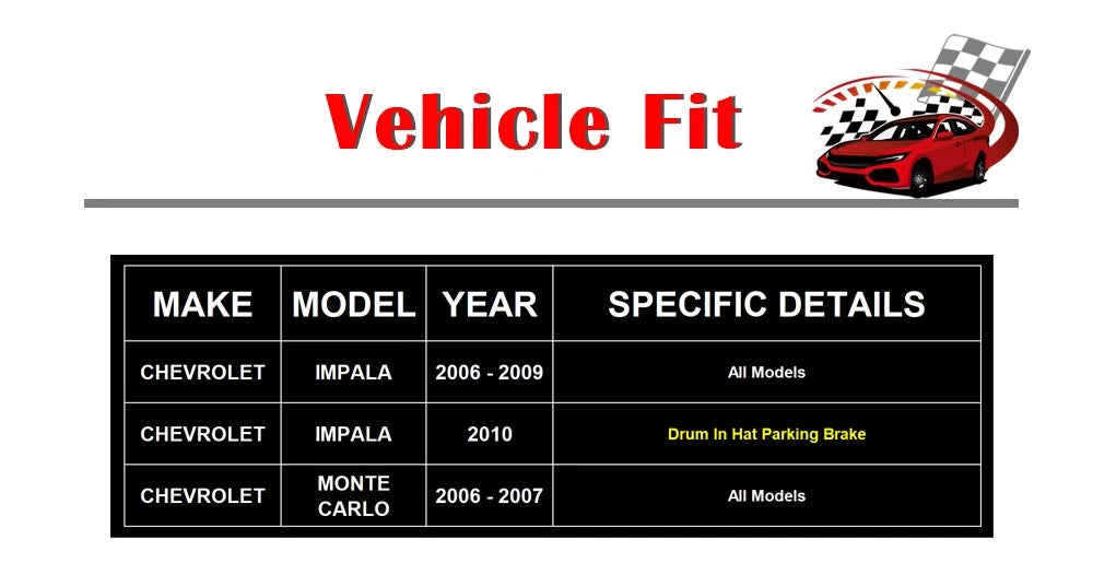 Brake Rotors and Pads for Chevy Impala Monte Carlo (2006-2010)