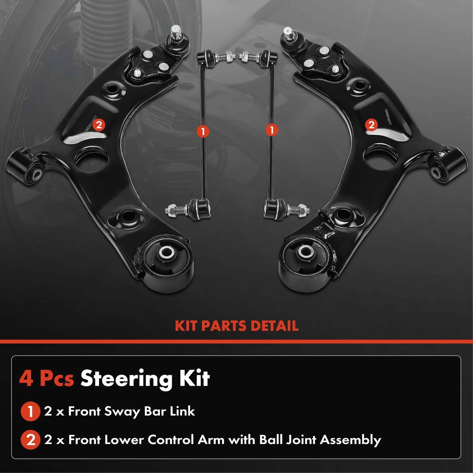 Set of 4 Front Control Arms with Ball Joints for Kia Sorento (2016–2020)