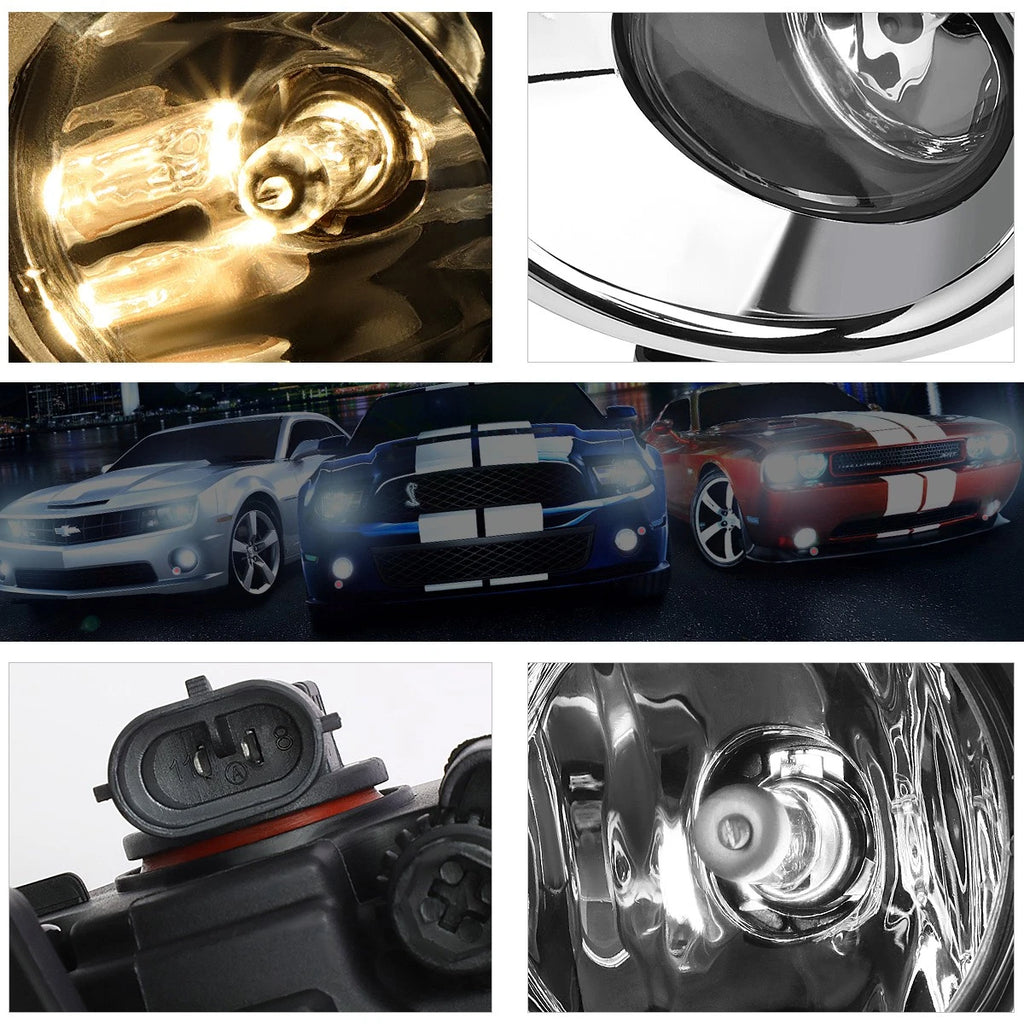 Clear Lens Front Bumper Fog Lights + Switch + Chrome Bezel for Pathfinder (2013–2016)