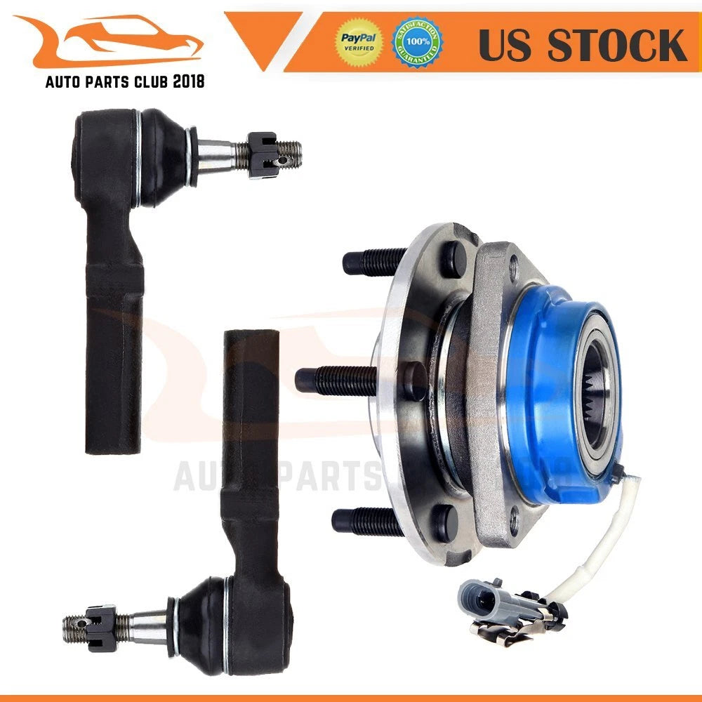 3PC Front Wheel Hub and Bearing Assembly Steering Kit for Make Model 