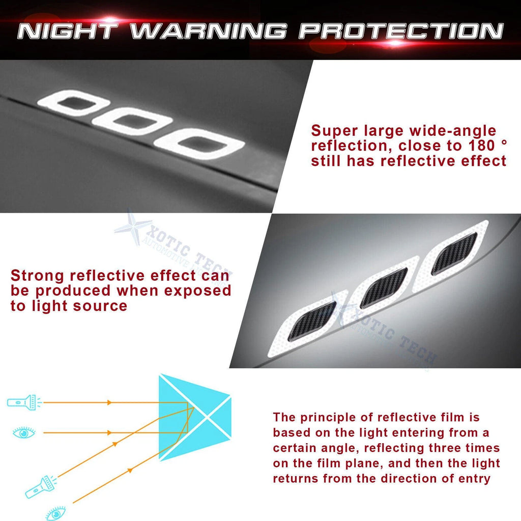 White Carbon Fiber Pattern 3D PVC Night Reflect Car Vent Edge Bumper Decal
