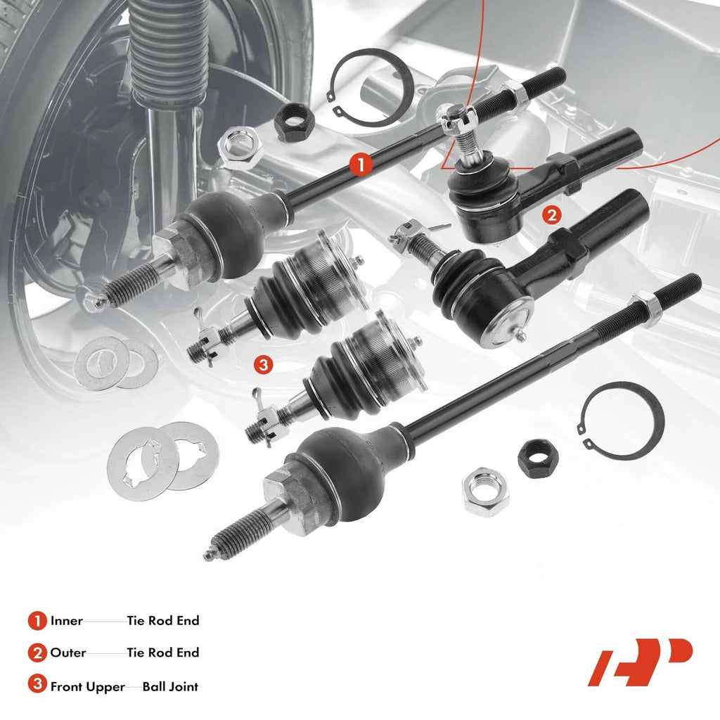 Set of 6 Front Tie Rod End Ball Joints for Chevy Express 2500 (2003–2019)
