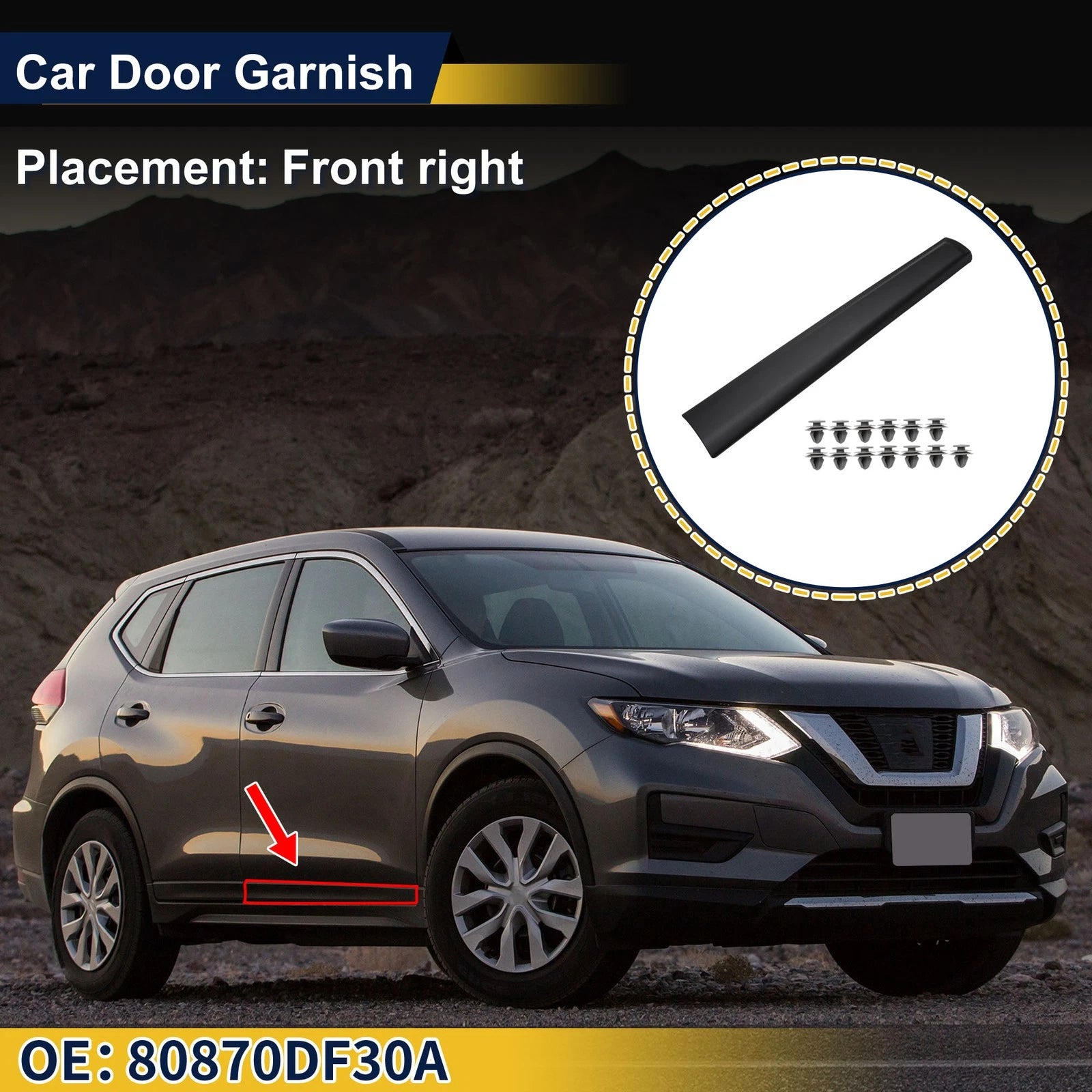 Door Side Lower Trim Front Right No. 80870DF30A for Nissan Qashqai (2007–2013)