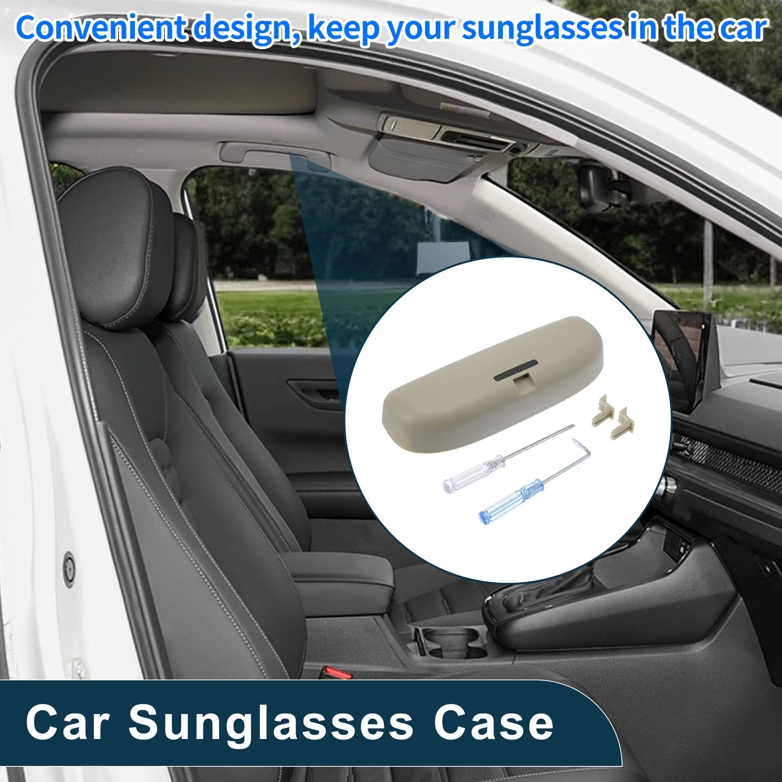 Sunglasses Case for Honda Civic (2016–2021) Eyeglasses Holder Storage Box Beige