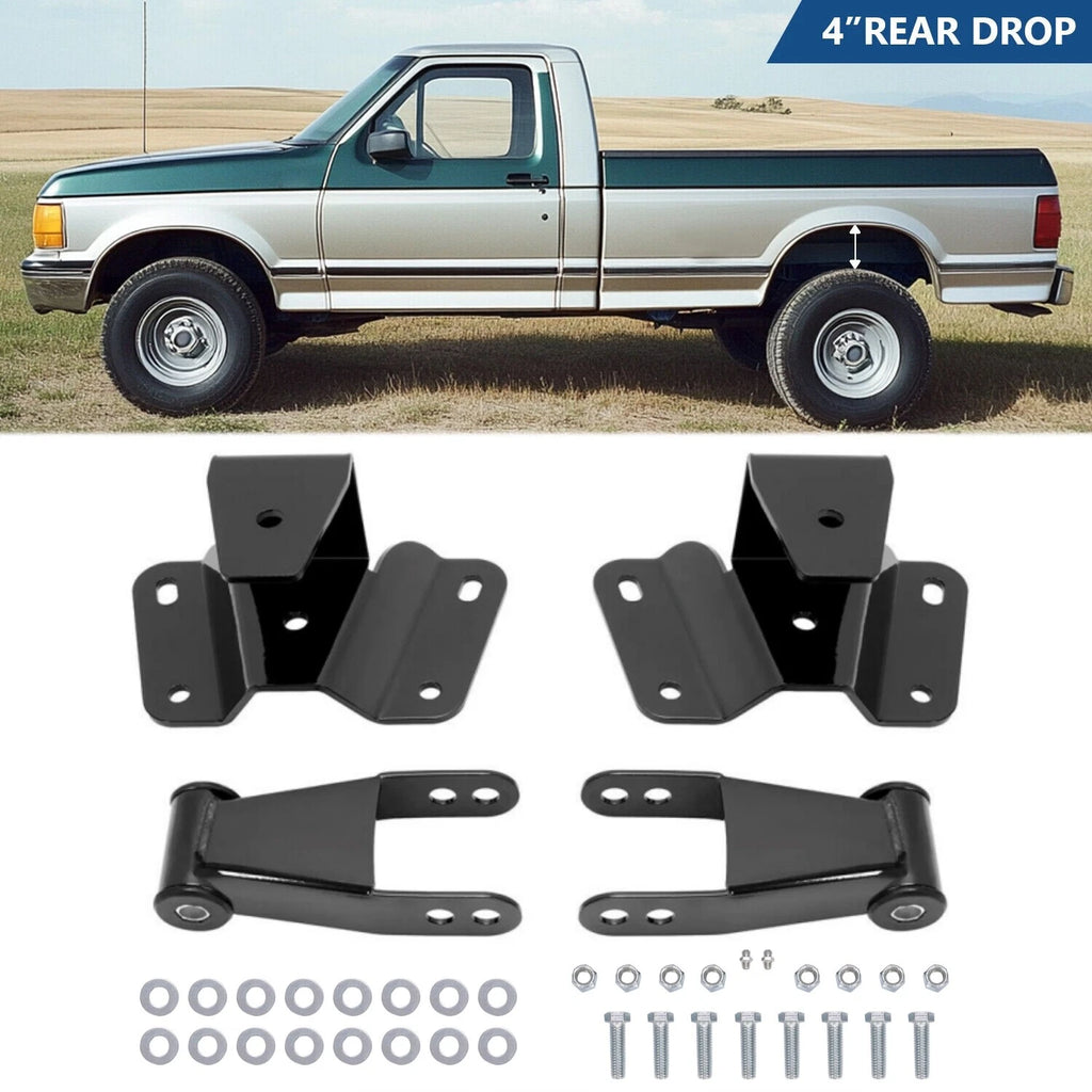 4" Drop Kit Leveling Lowering Shackles Hangers for Ford F150 F100 (1973–1996)
