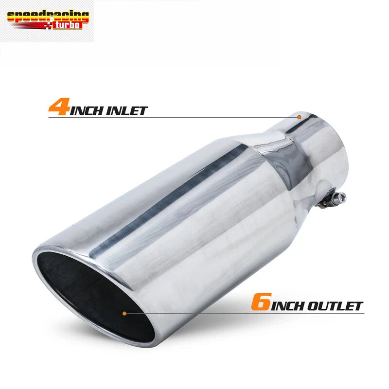 15" Slant Exhaust Pipe for Universal Applications (Chrome, 5" Inlet, 6" Outlet)