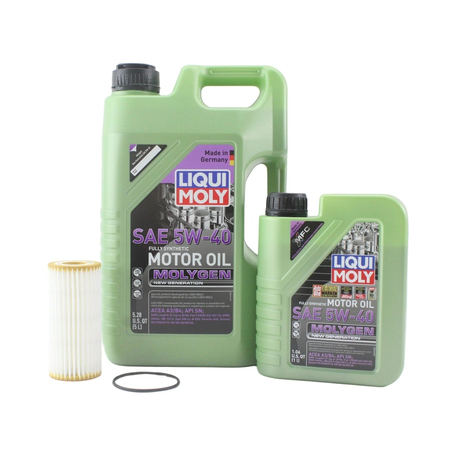 6L Liqui Moly Molygen 5W-40 Oil Change Kit for Audi L4 1.8/2.0L (2010–2023)