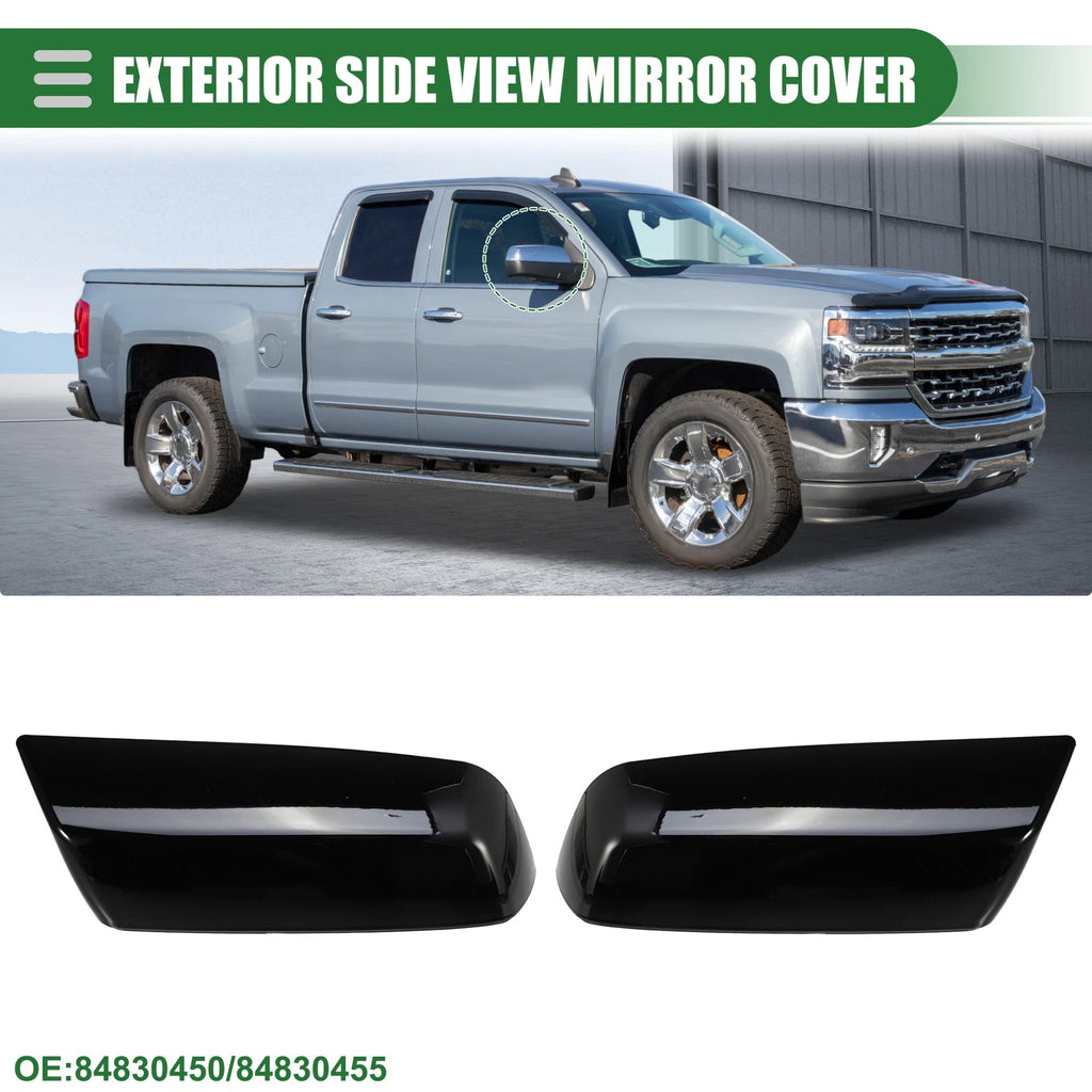 1 Pair Rearview Mirror Cover for Chevrolet Silverado 1500 (2014–2019) Gloss Black