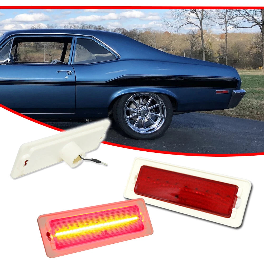 Set of 2 LED Rear Fender Bumper Side Marker Lights for Chevy Nova (1970–1974)