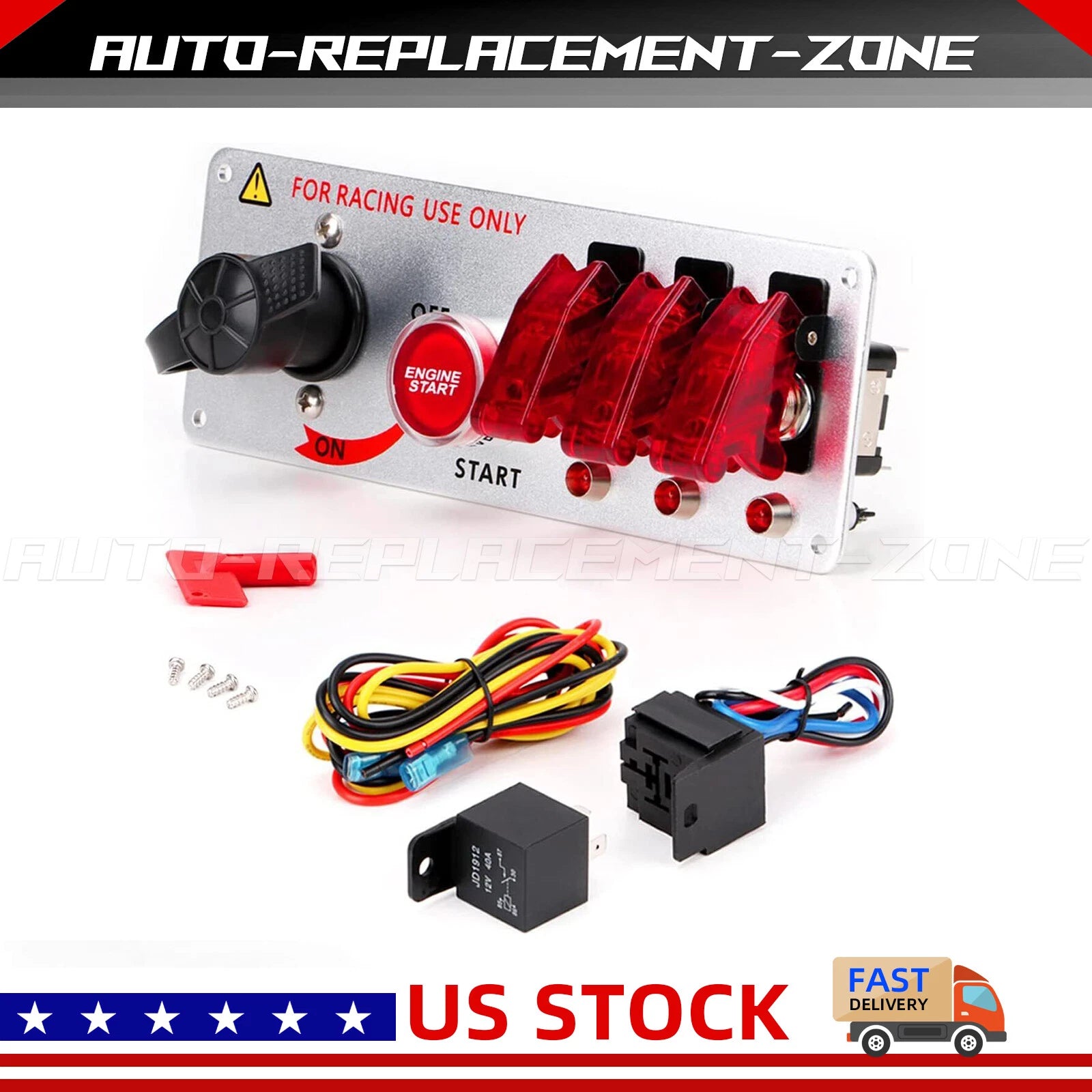5in1 Ignition Switch Panel for Universal Vehicles (12V) - Red LED Toggle
